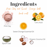 Vegan Pink Clay & Sweet Orange Botanical Bath Bomb Melt