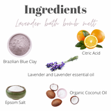 Vegan Brazilian Blue Clay & Dreamy Lavender Botanical Bath Bomb Melt