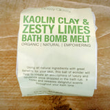 Vegan Kaolin Clay and Zesty Limes Botanical Bath Bomb Melt